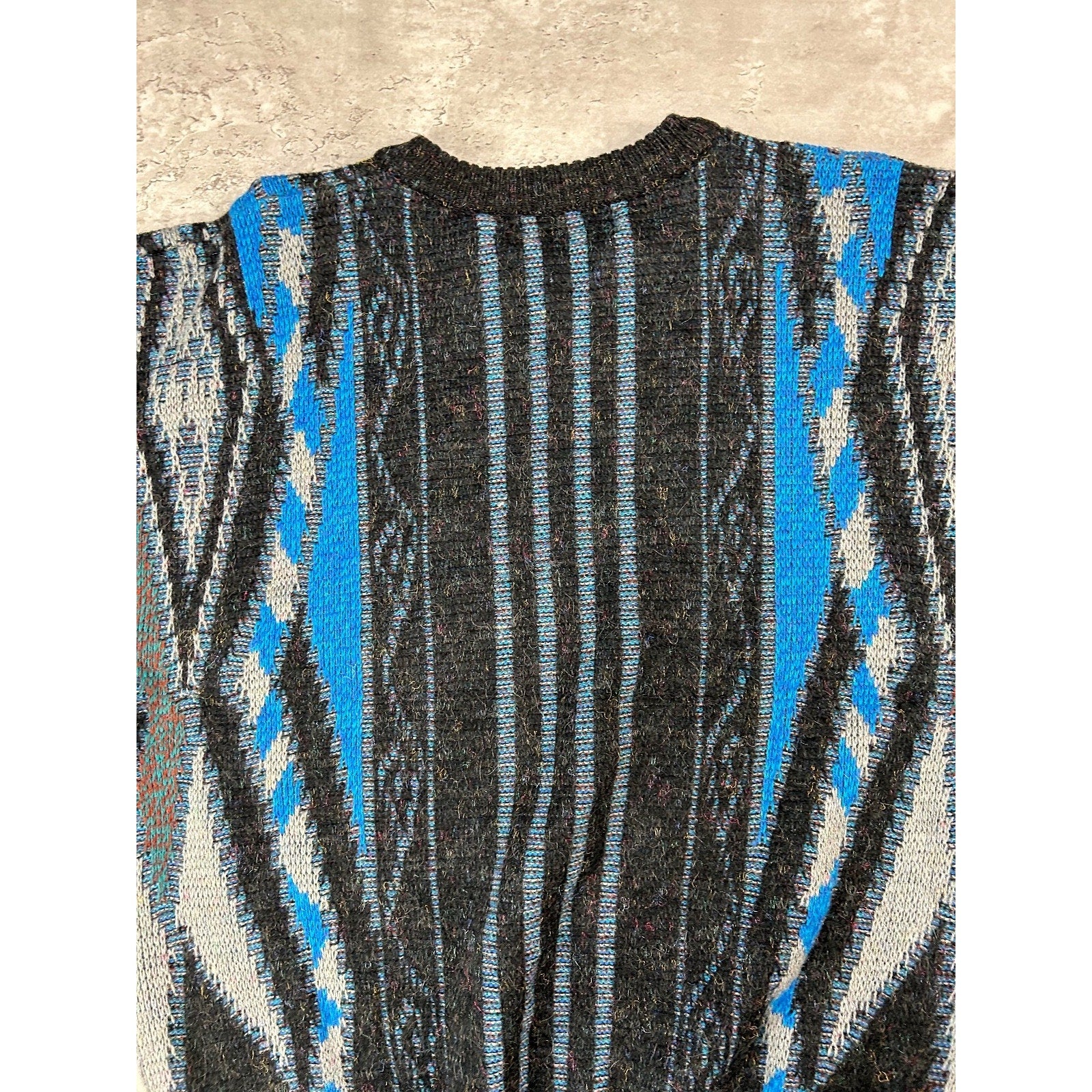 Vintage Michael Herald Abstract Striped Pullover Knit Sweater Size Large