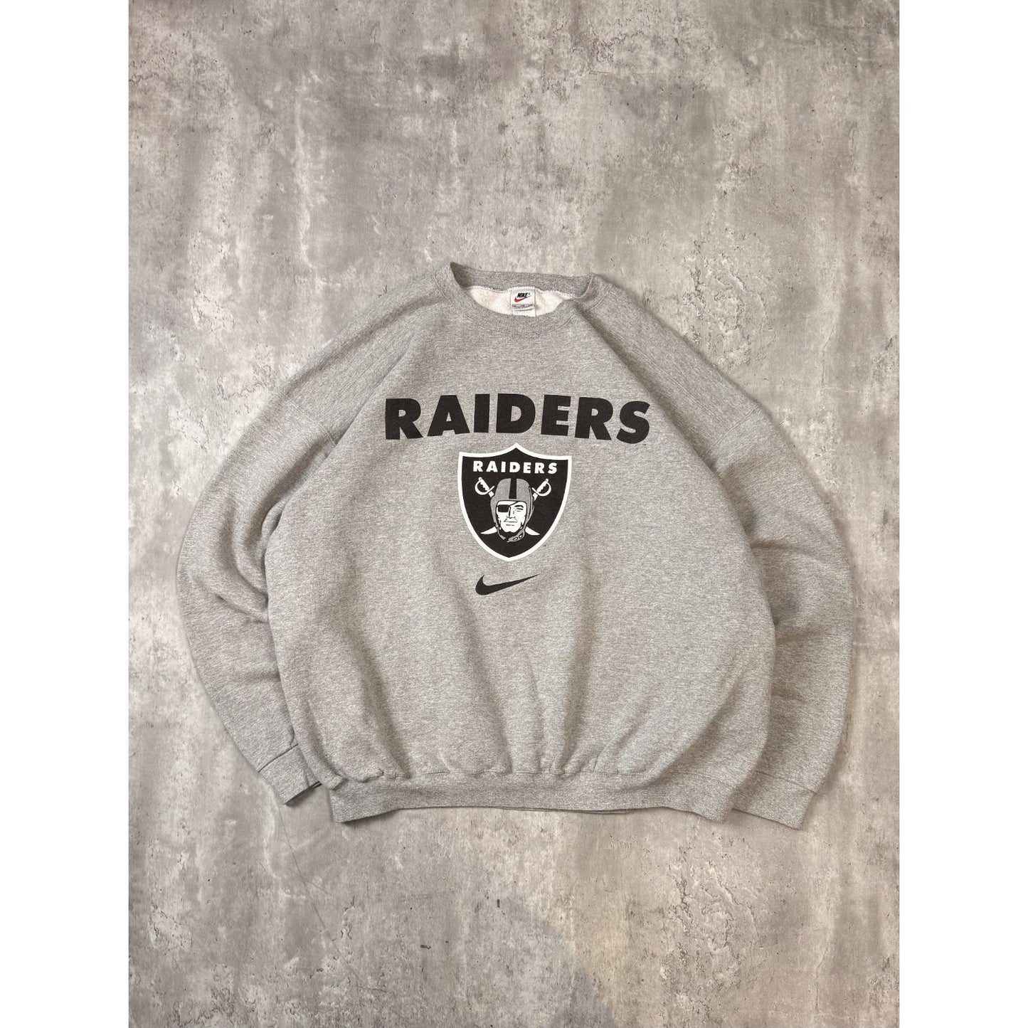 Vintage 90s Los Angeles Raiders NFL Nike Middle Swoosh Sweatshirt Size 2XL