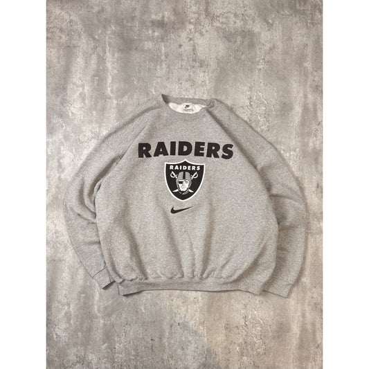 Vintage 90s Los Angeles Raiders NFL Nike Middle Swoosh Sweatshirt Size 2XL