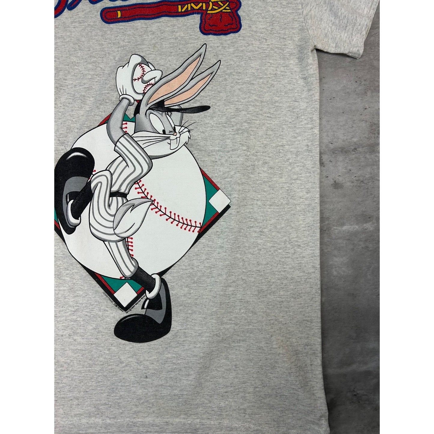 Vintage 90s Atlanta Braves MLB Looney Tunes Bugs Bunny Long T-Shirt Size XL