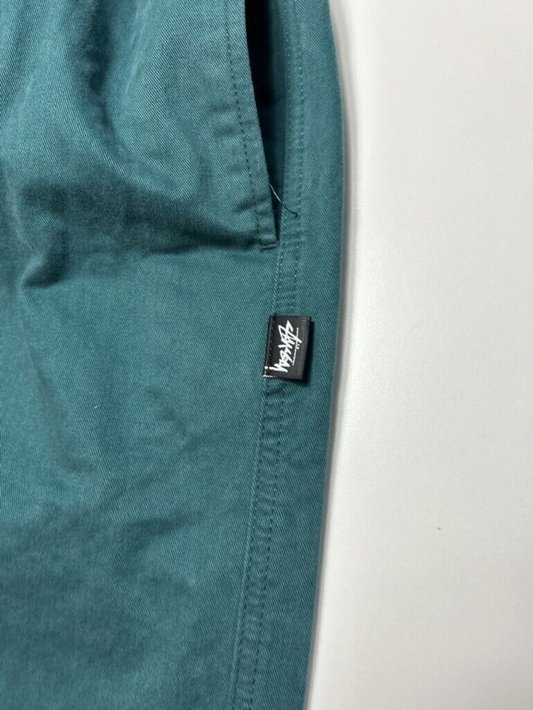 2000s Stussy Elastic Stuff Cotton Chino Style Pants Size Medium Teal