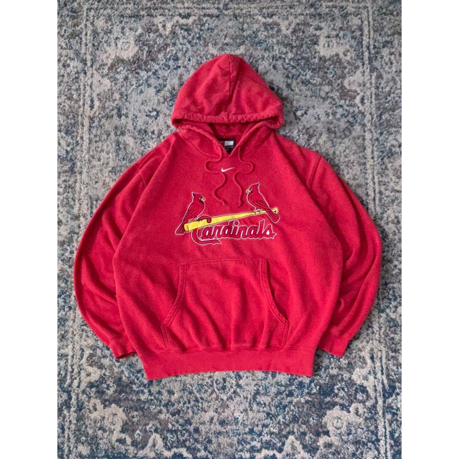 Vintage St Louis Cardinals MLB Nike Middle Swoosh Hooded Sweatshirt Size Large