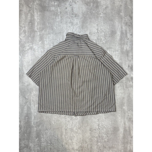 Vintage Chaps Striped Print Reworked Cropped Button Up Shirt Size XL