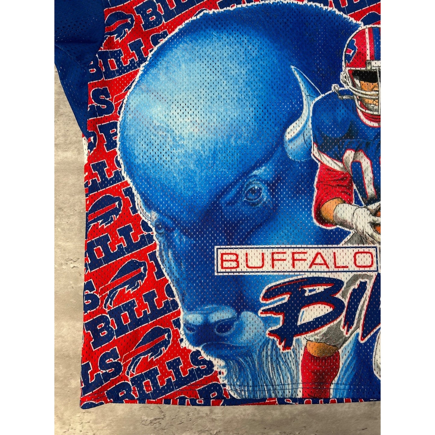 Vintage 90s Buffalo Bills NFL CCM Maska All Over Print Football Jersey Size XL