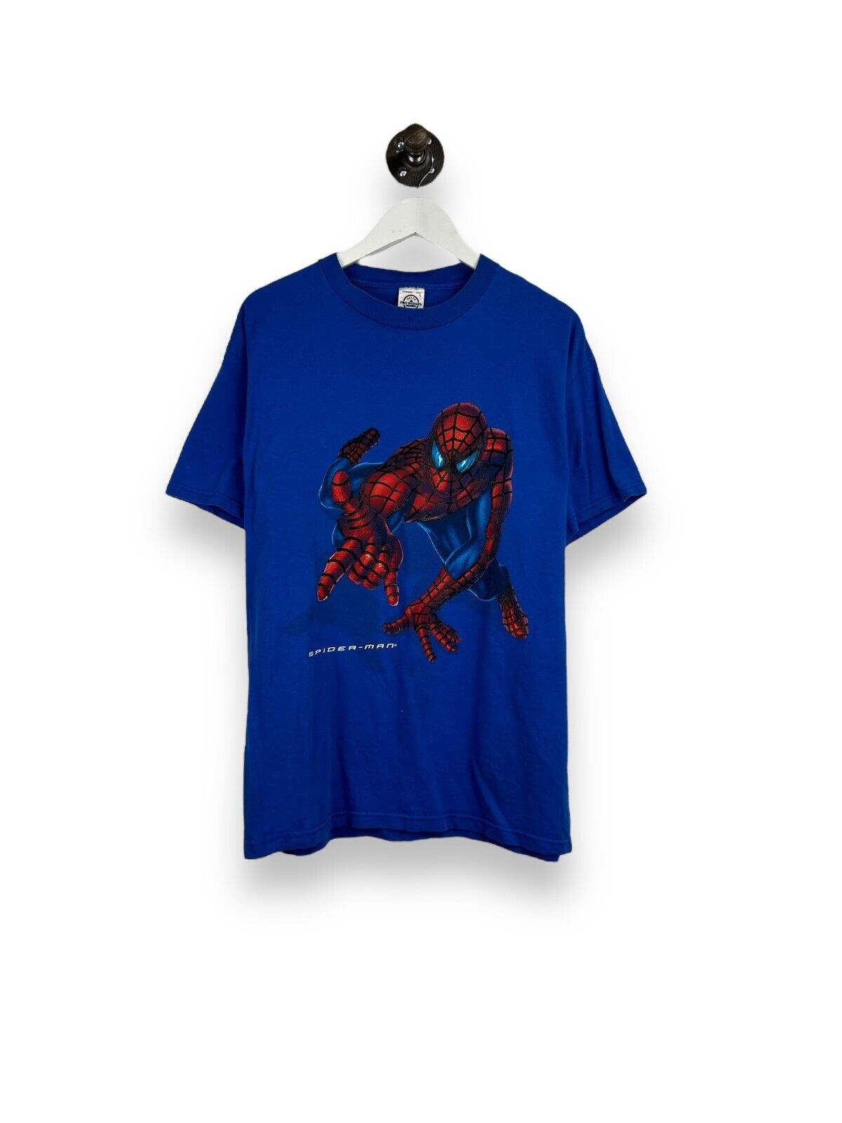 Vintage Spider Man Marvel Comics Superhero Graphic T-Shirt Size Large Blue