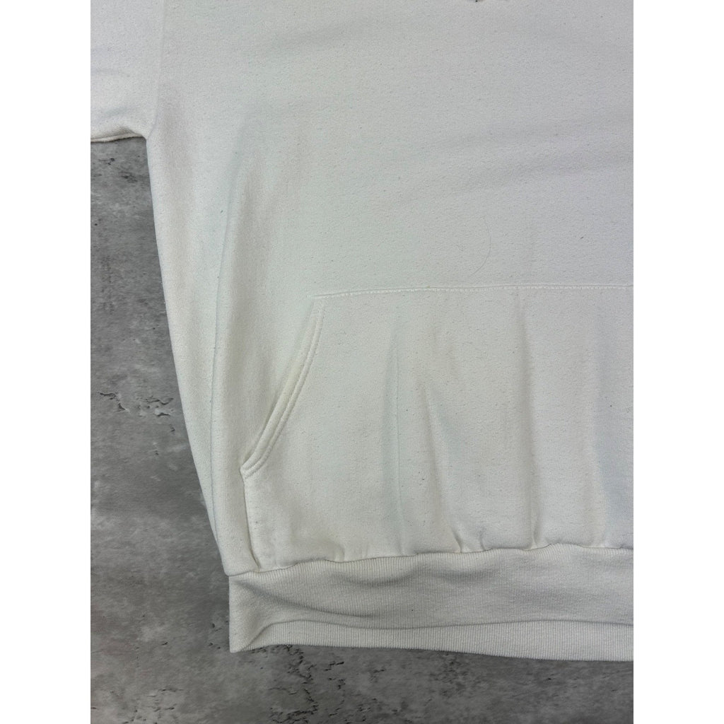 Vintage 90s JERZEES Blank Pullover Hooded White Sweatshirt Size Large