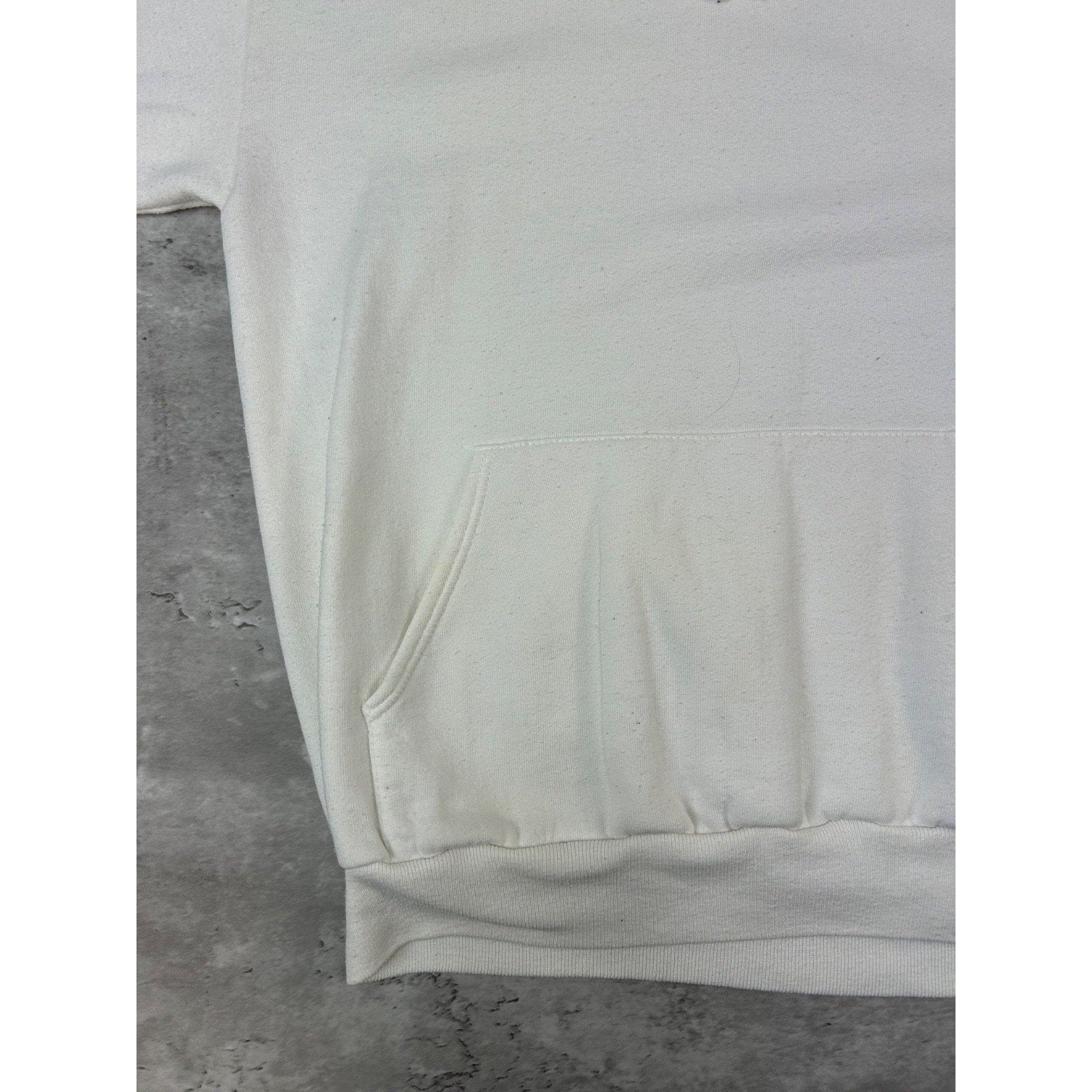 Vintage 90s JERZEES Blank Pullover Hooded White Sweatshirt Size Large
