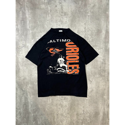 Vintage 1990 Baltimore Orioles MLB Graphic Spellout Baseball T-Shirt Size Medium