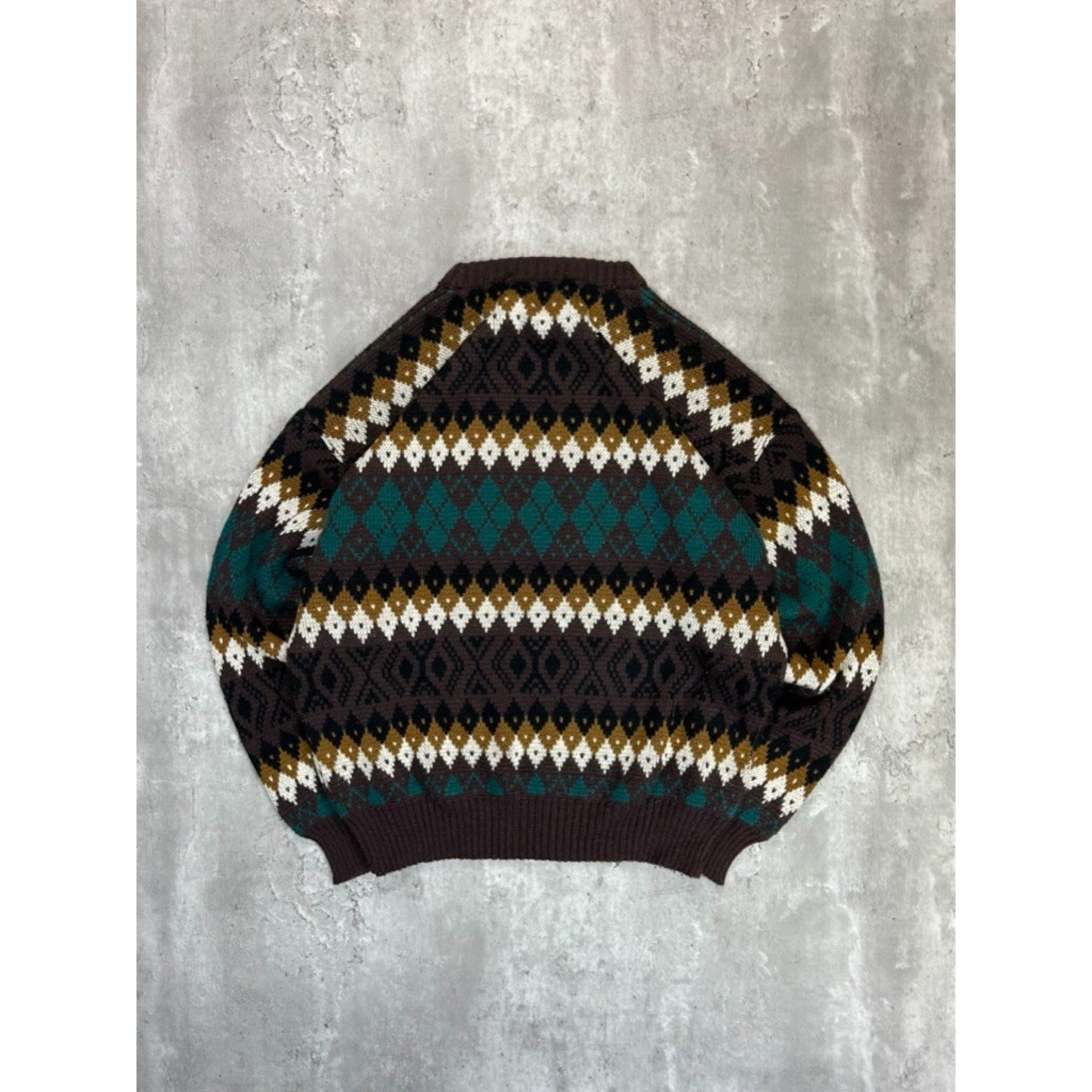 Vintage 90s Jonathan Bryan Diamond Stripe Print Pullover Knit Sweater Sz Medium