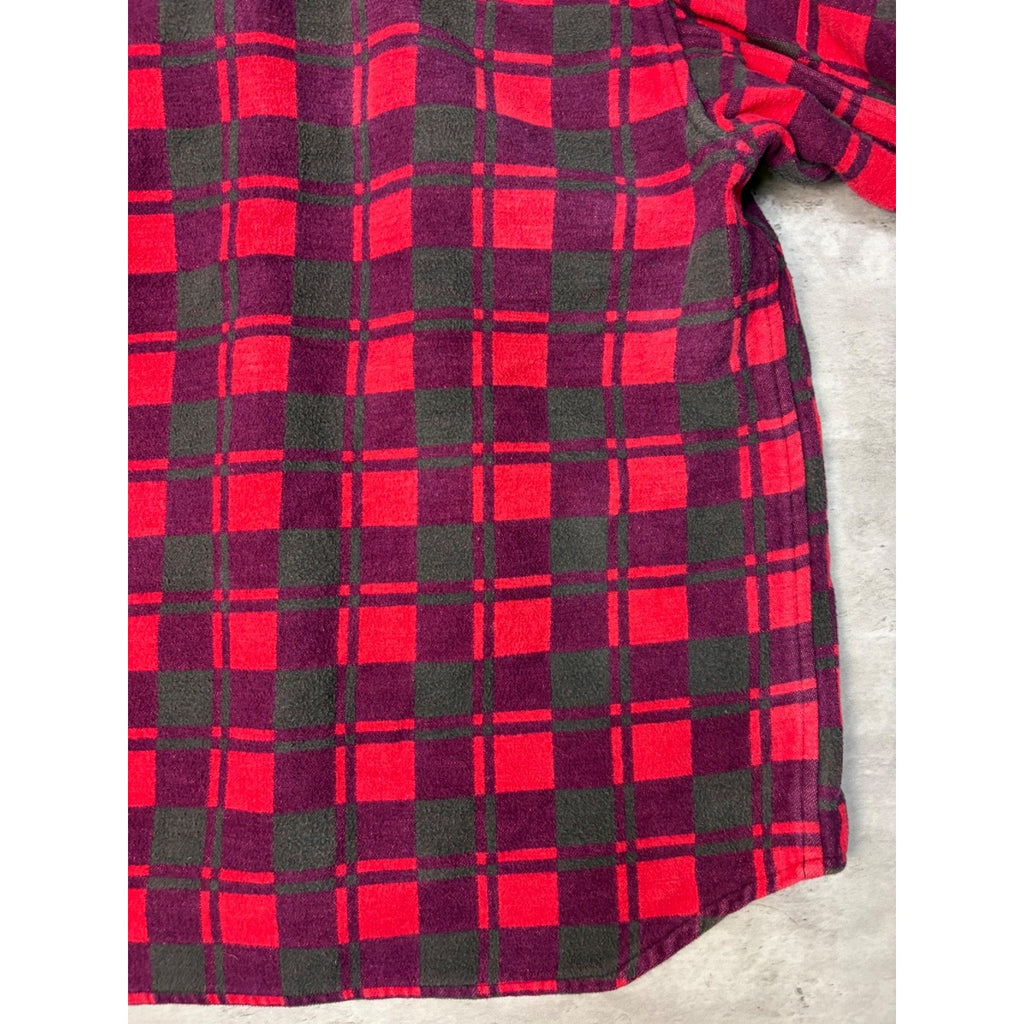 Vintage 1970s Champion Plaid Print Long Sleeve Button Up Shirt Size Large