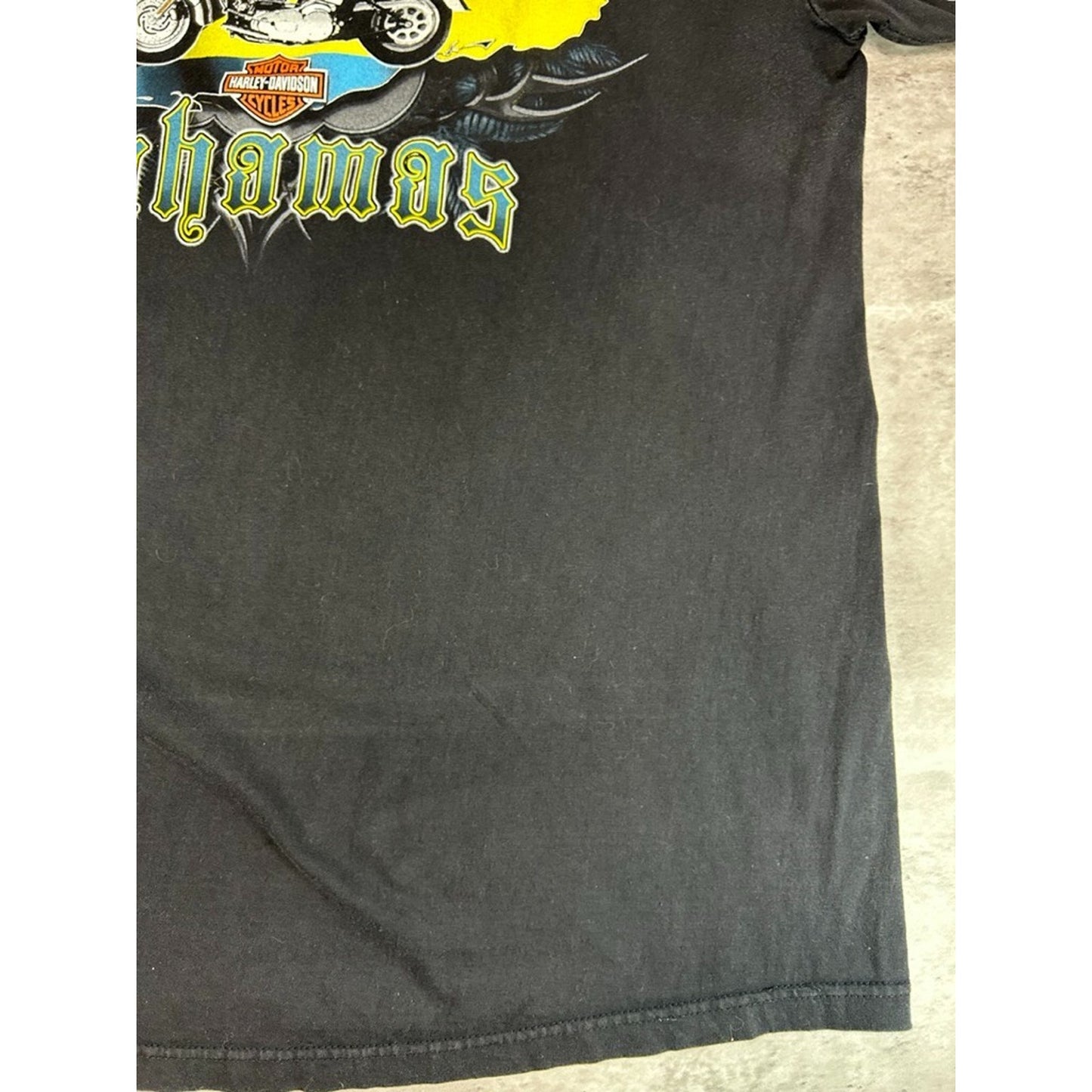 Vintage Harley Davidson Bahamas Spellout Logo Graphic T-shirt Size XL Black