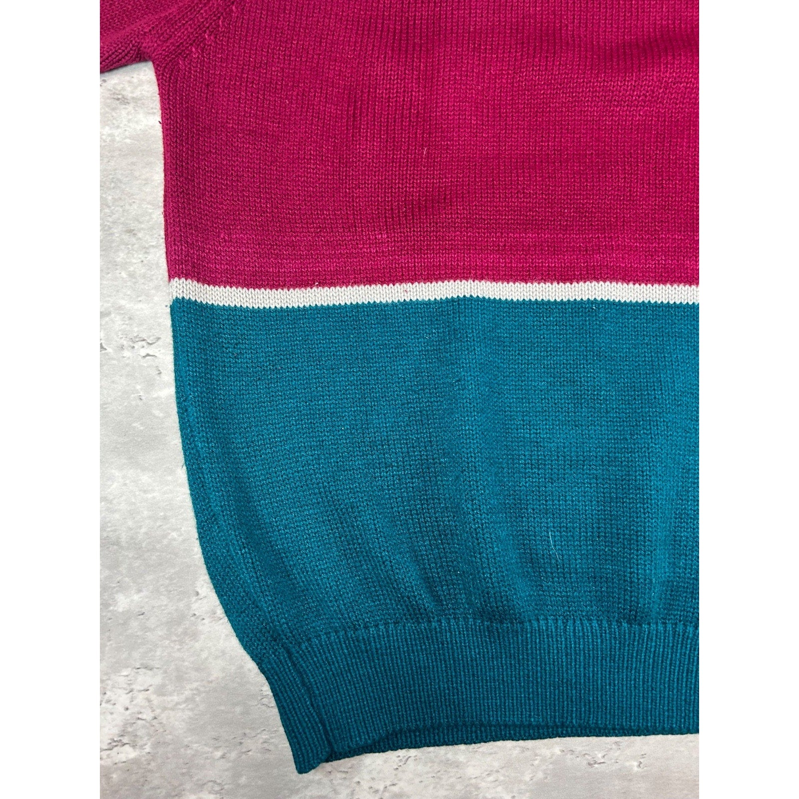 Vintage John R Marks Tri Colour Striped Pullover Knit Sweater Size XL
