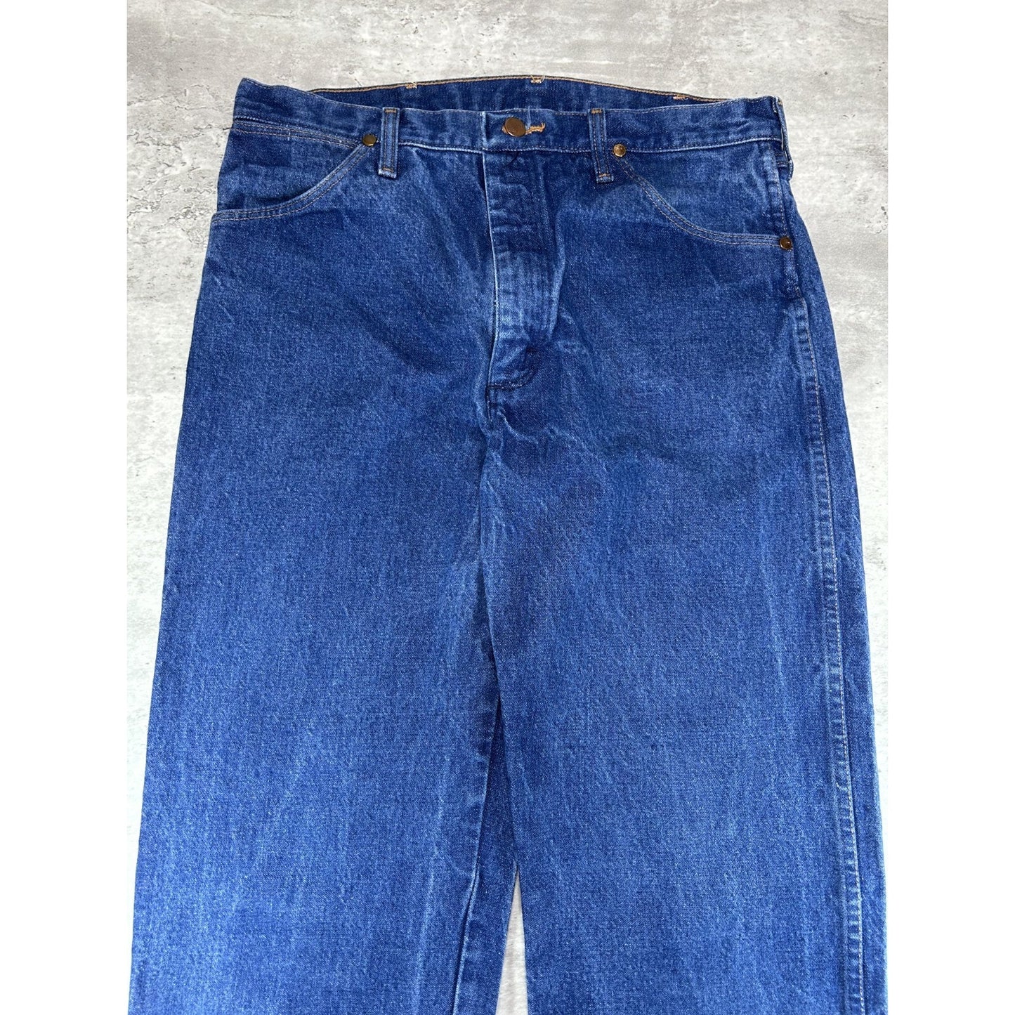Vintage 80s Wrangler Jeans Dark Wash Straight Fit Denim Pants Size 33 Blue