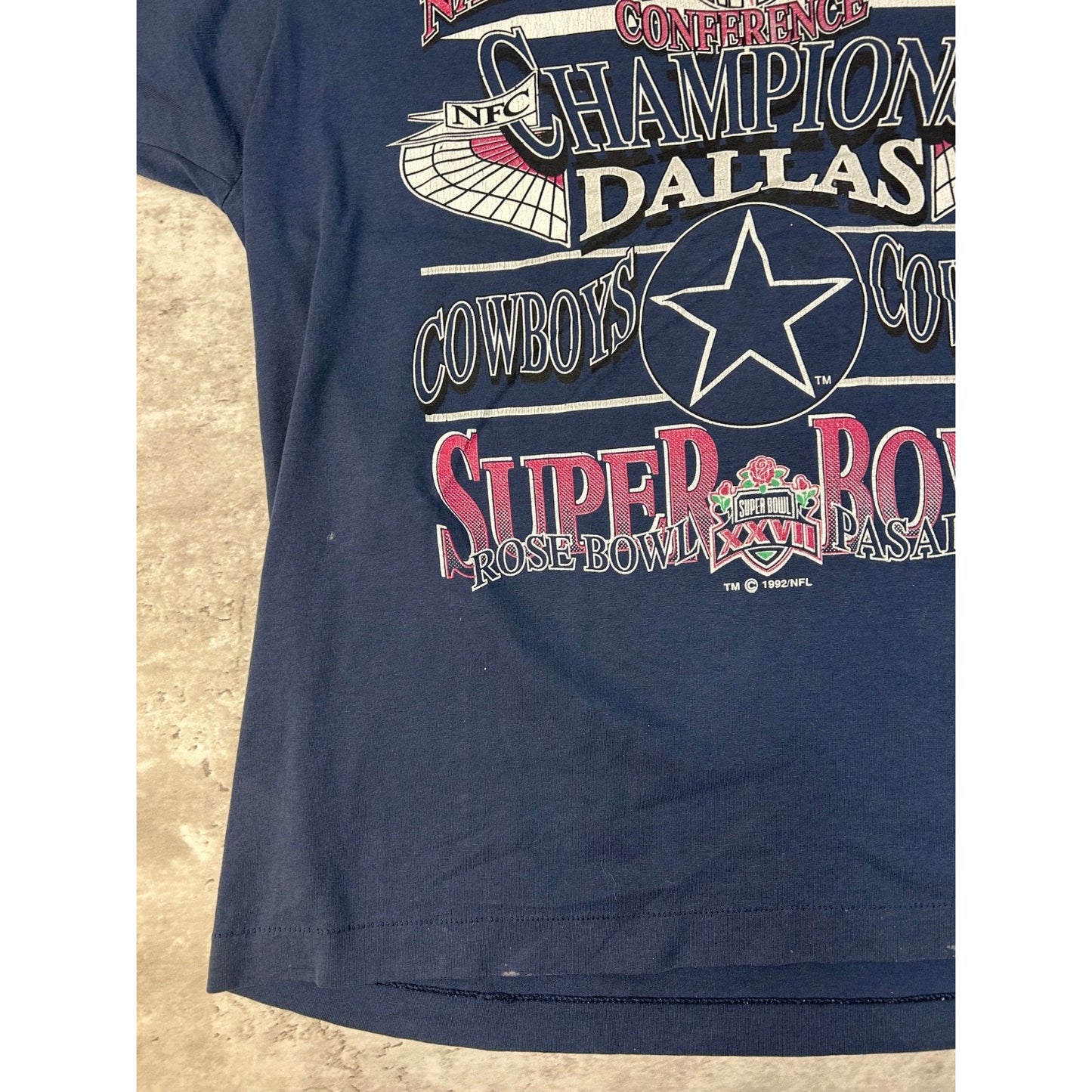 Vintage 1992 Dallas Cowboys NFL Super Bowl Champs T-Shirt Size XL