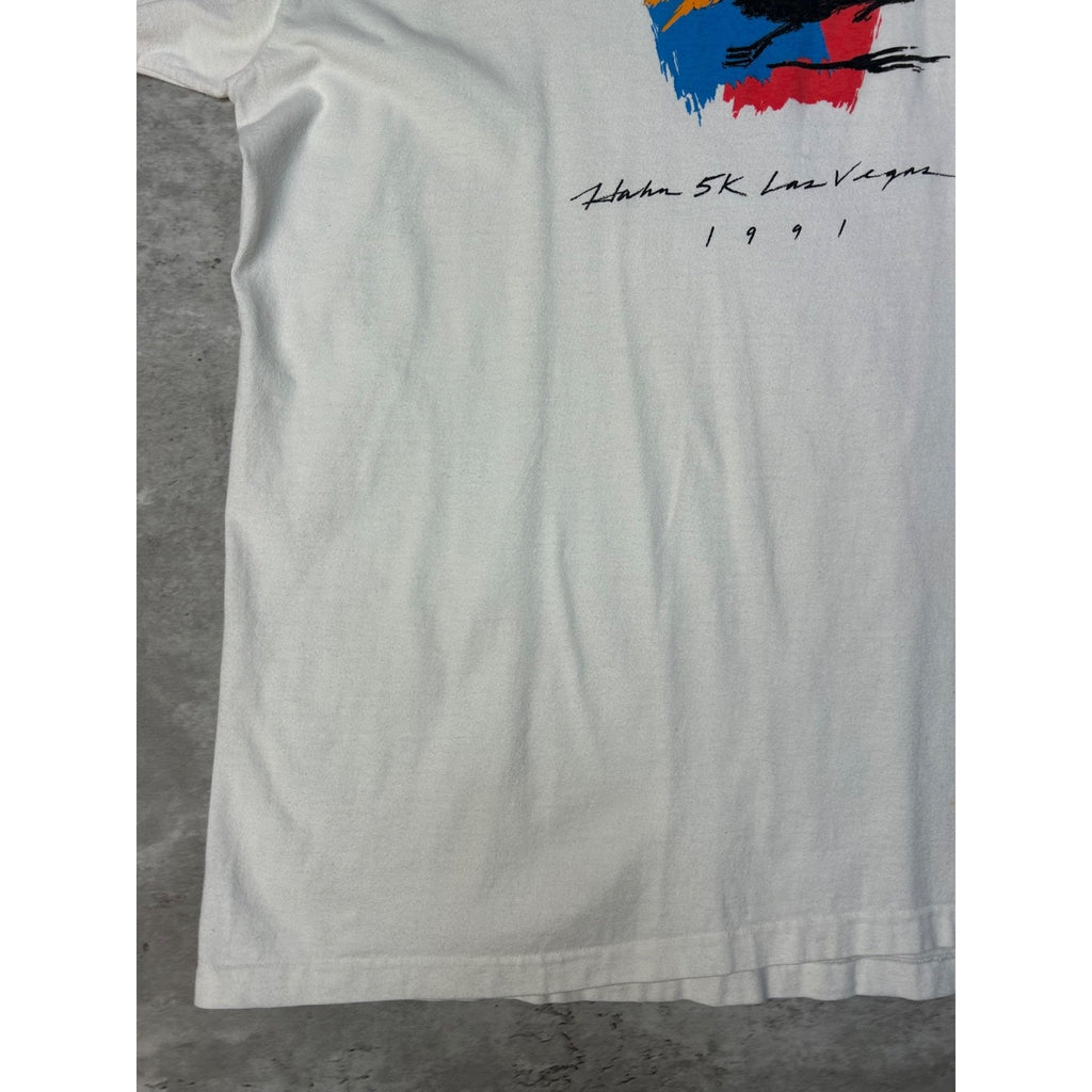 Vintage 90s Hahn 5k Las Vegas Destination Graphic T-Shirt Size Large