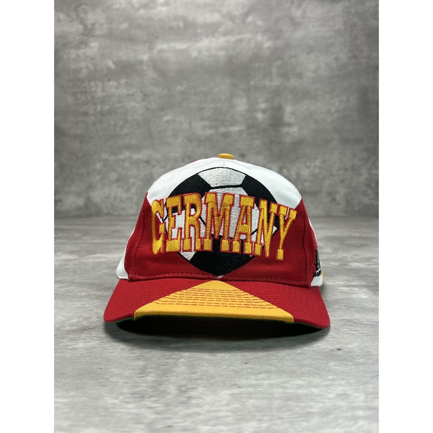 Vintage 90s Team Germany World Cup Embroidered Soccer Spellout Snapback Hat OSFA
