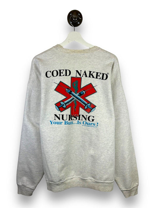 Vintage 90s COED Naked Nursing Graphic Sweatshirt Size XL