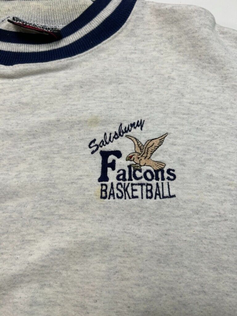 Vintage 90s Salisbury Falcons Basketball Collegiate Embroidered Sweatshirt Sz XL