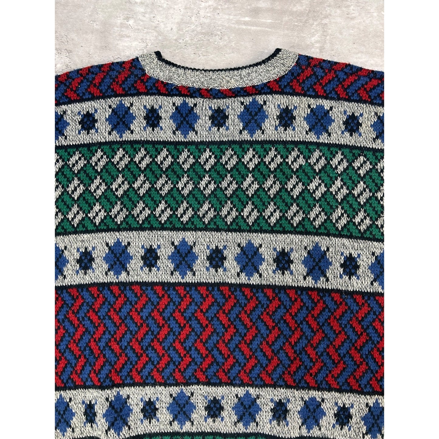 Vintage 90s Van Heusen Hennessy Abstract Patter Knit Sweater Size LT