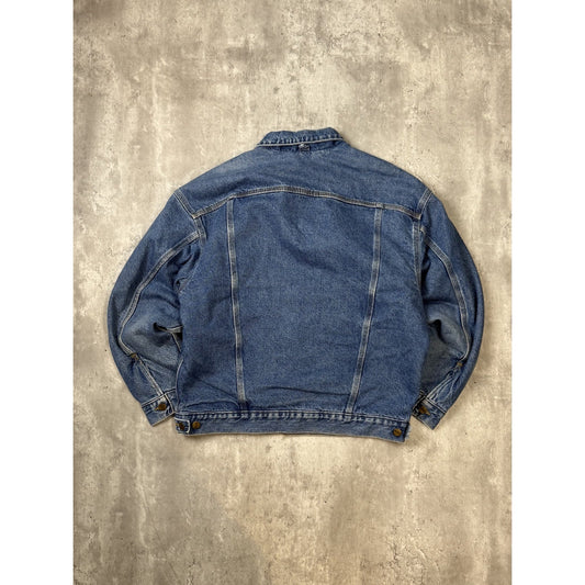 Vintage 90s Carhartt Blanket Lined Workwear Denim Trucker Jacket Size Large