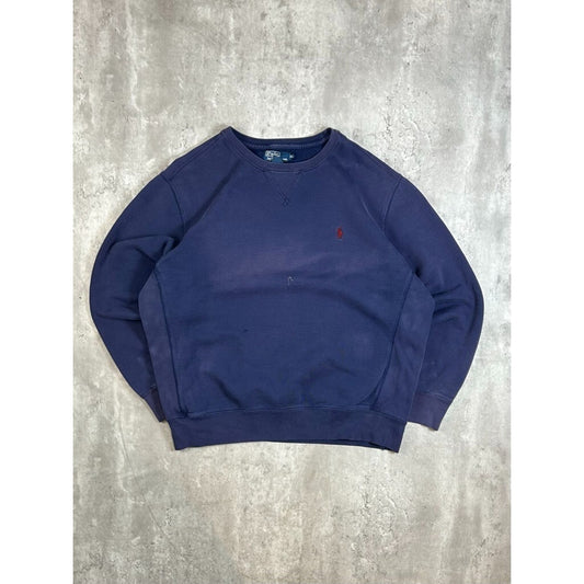 Vintage 90s Polo Ralph Lauren Embroidered Pony Pullover Sweatshirt Size XL Blue
