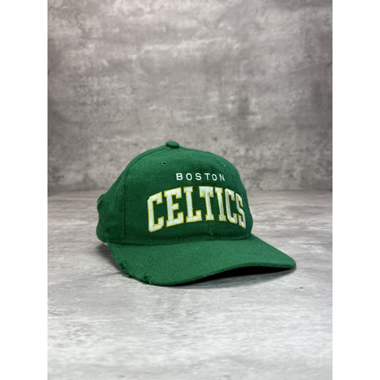 Vintage 90s Boston Celtics NBA Wool Starter Arc Spellout Snapback Hat OSFA