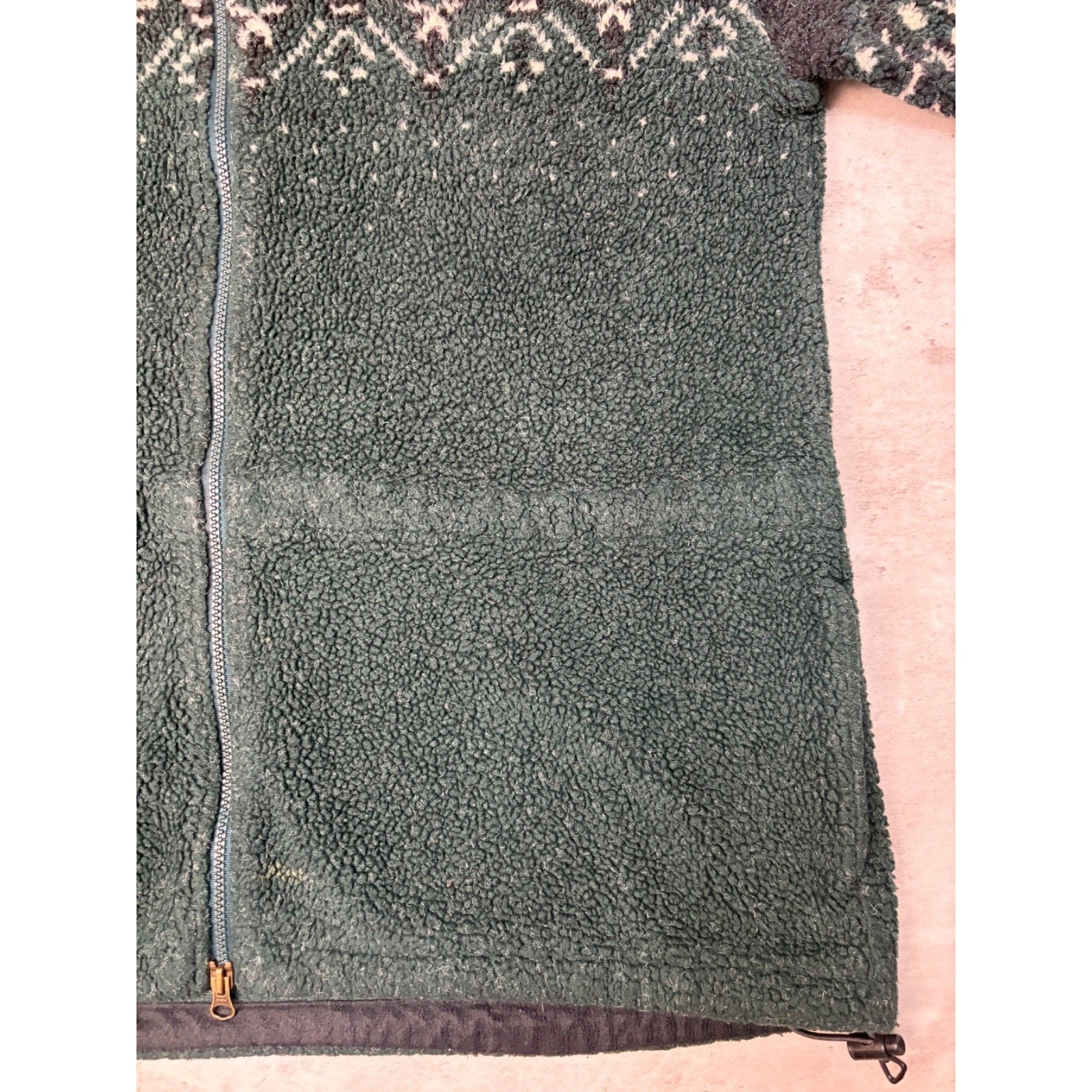 Vintage Snowflake Print Full Zip Fleece Sweater Size XL