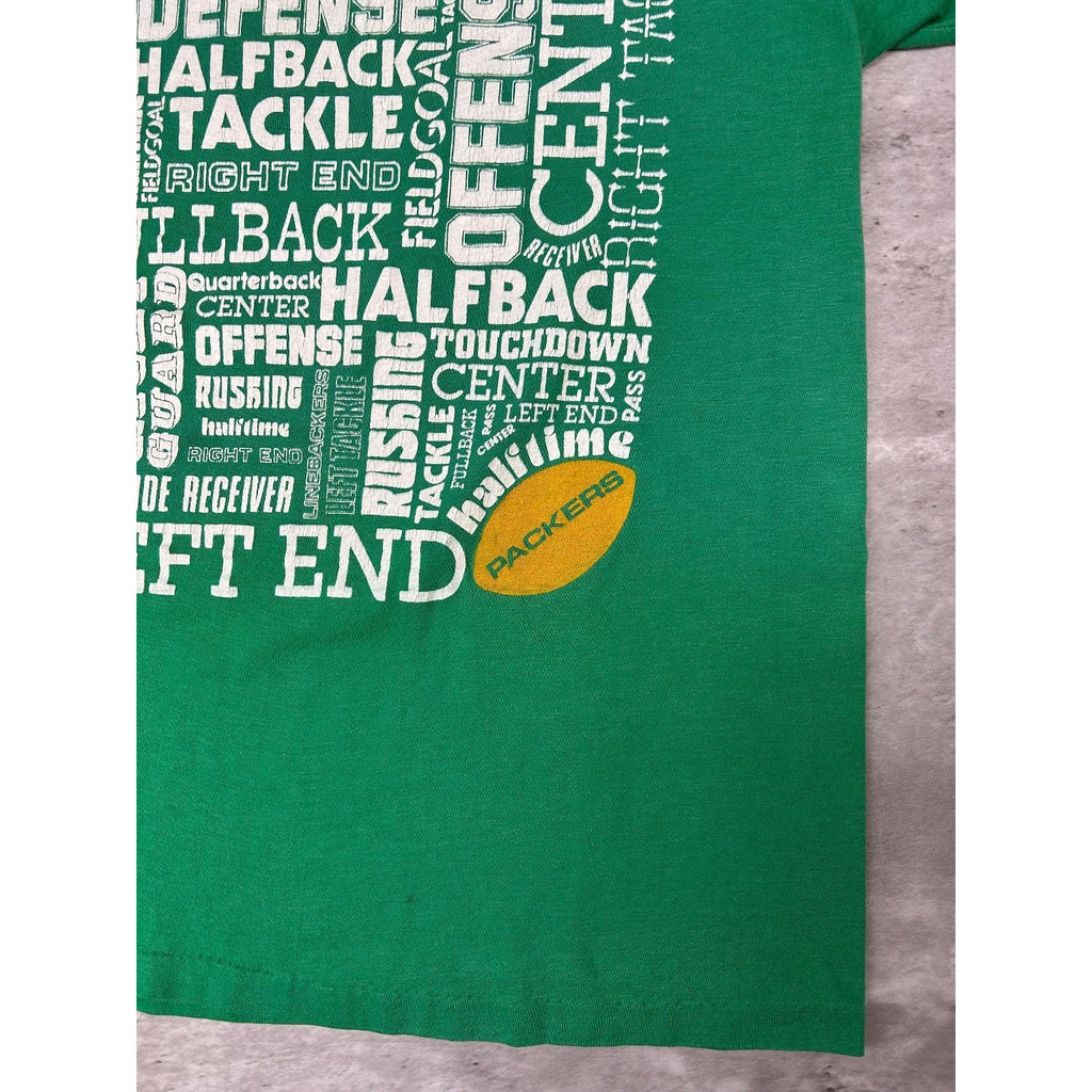 Vintage 80s Green Bay Packers NFL Football Spellout Graphic T-Shirt Size Medium