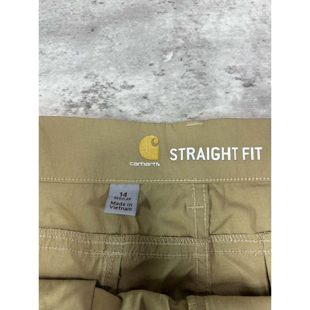Womens Carhartt Straight Fit Nylon Workwear Cargo Shorts Size 37 Beige