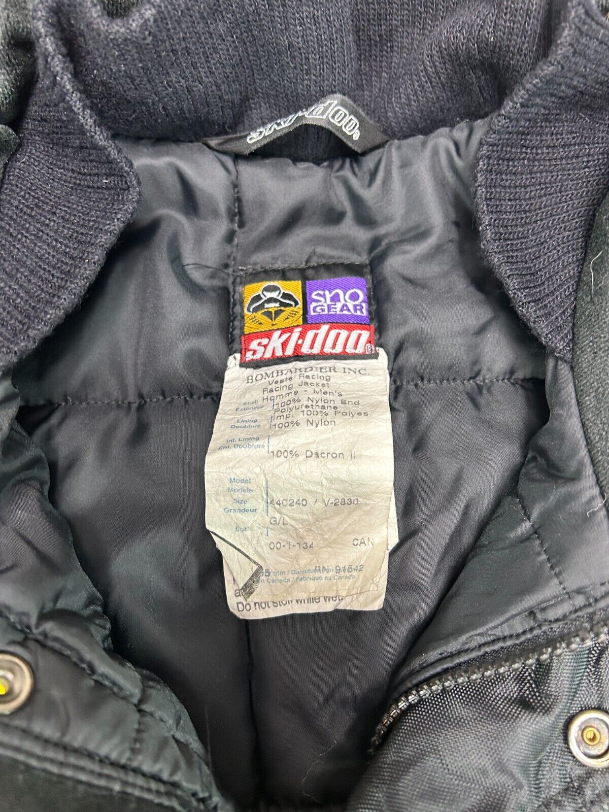 Vintage 90s Ski-Doo Bombardier Nylon Full Zip Snowmobiling Jacket Size Large