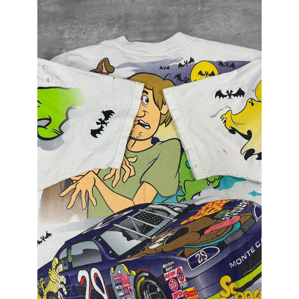 Vintage 1996 Scooby Doo Nascar Wacky Racing All Over Print T-Shirt Size XL