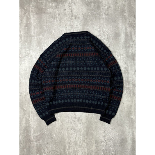 Vintage 90s Basic Editions Abstract Striped Pullover Knit Sweater Size Large