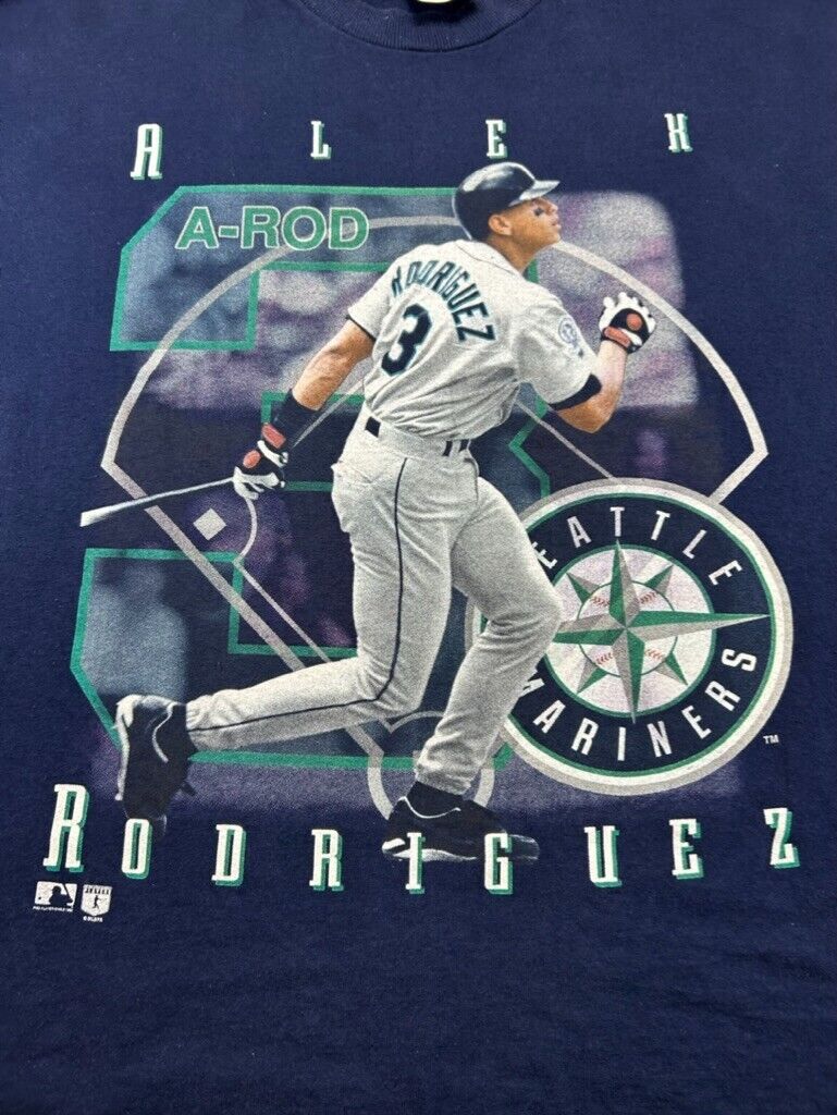 Vtg 1996 Alex Rodriguez #3 Seattle Mariners MLB Player Graphic T-Shirt Sz 2XL