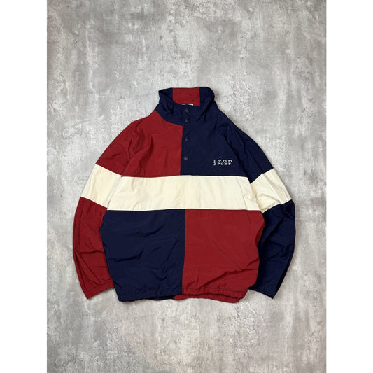 Vintage 90s Izod Sport Tri Colour Nylon 1/4 Button Windbreaker Jacket Size Large