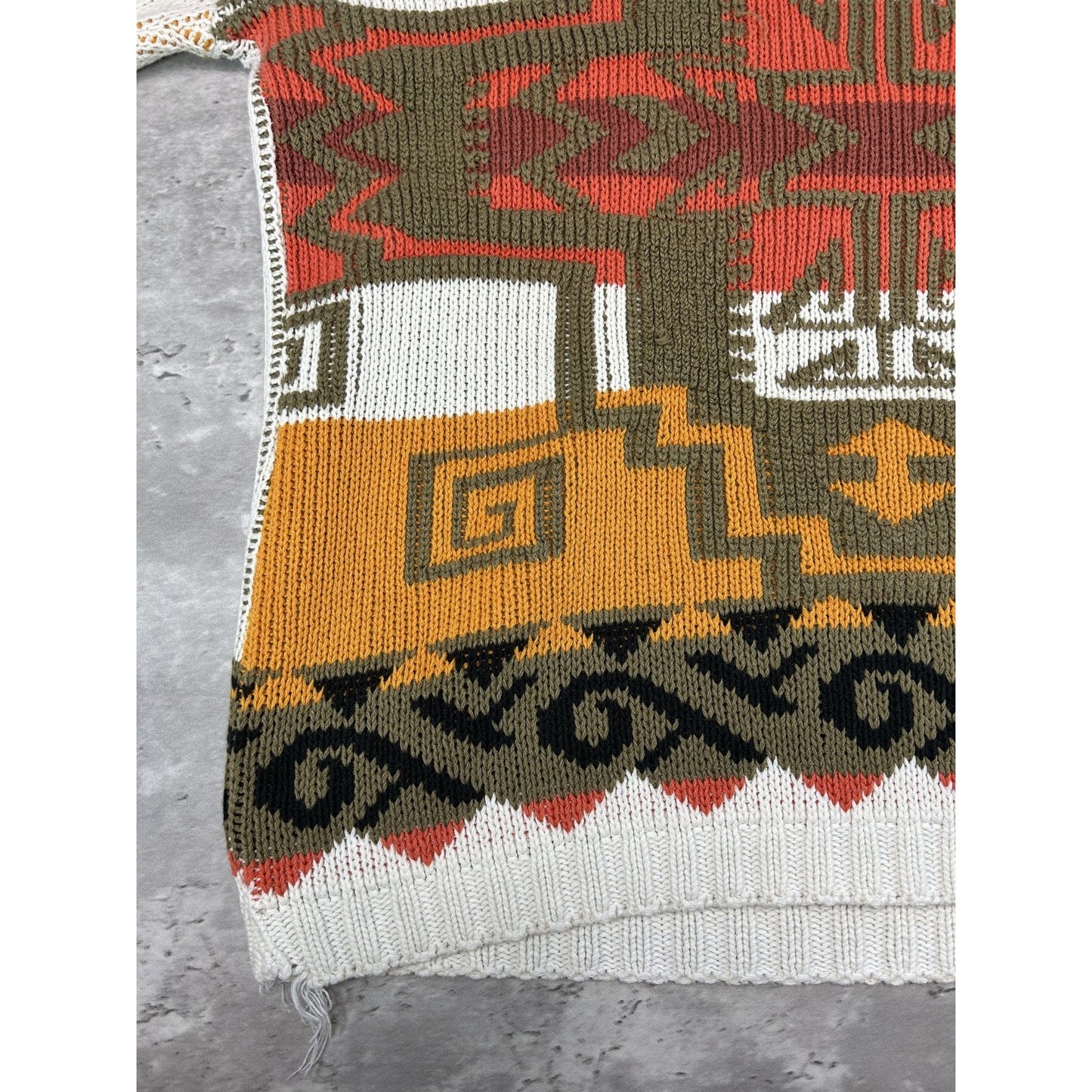 Vintage 80s/90s Hunt Club Aztec Print Pullover Ribbed Knit Sweater Size Small