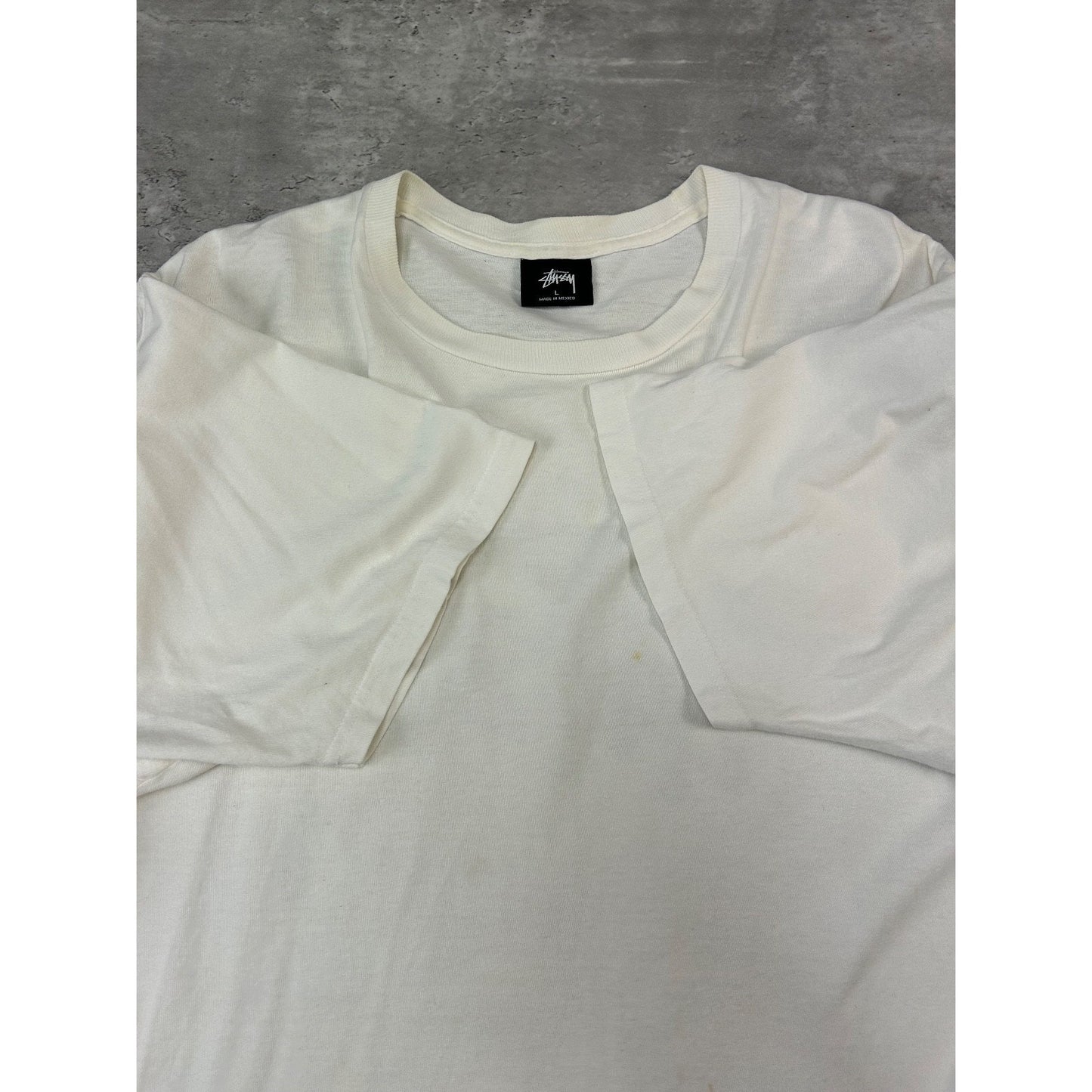 Vintage Stussy Classic Spellout Logo T-Shirt Size Large White