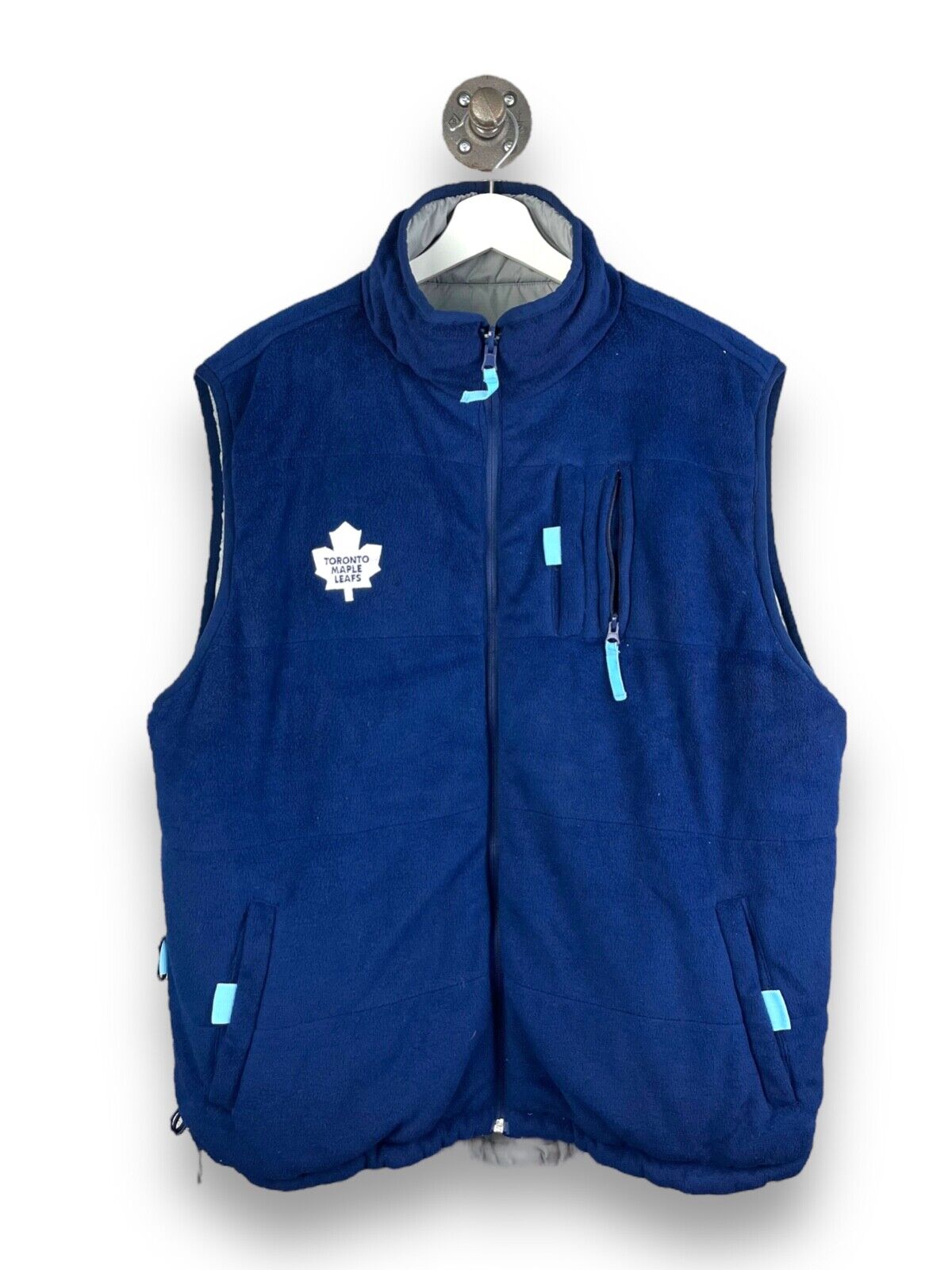 Vintage Toronto Maple Leafs Reversible Insulated Fleece Vest Jacket Size Large