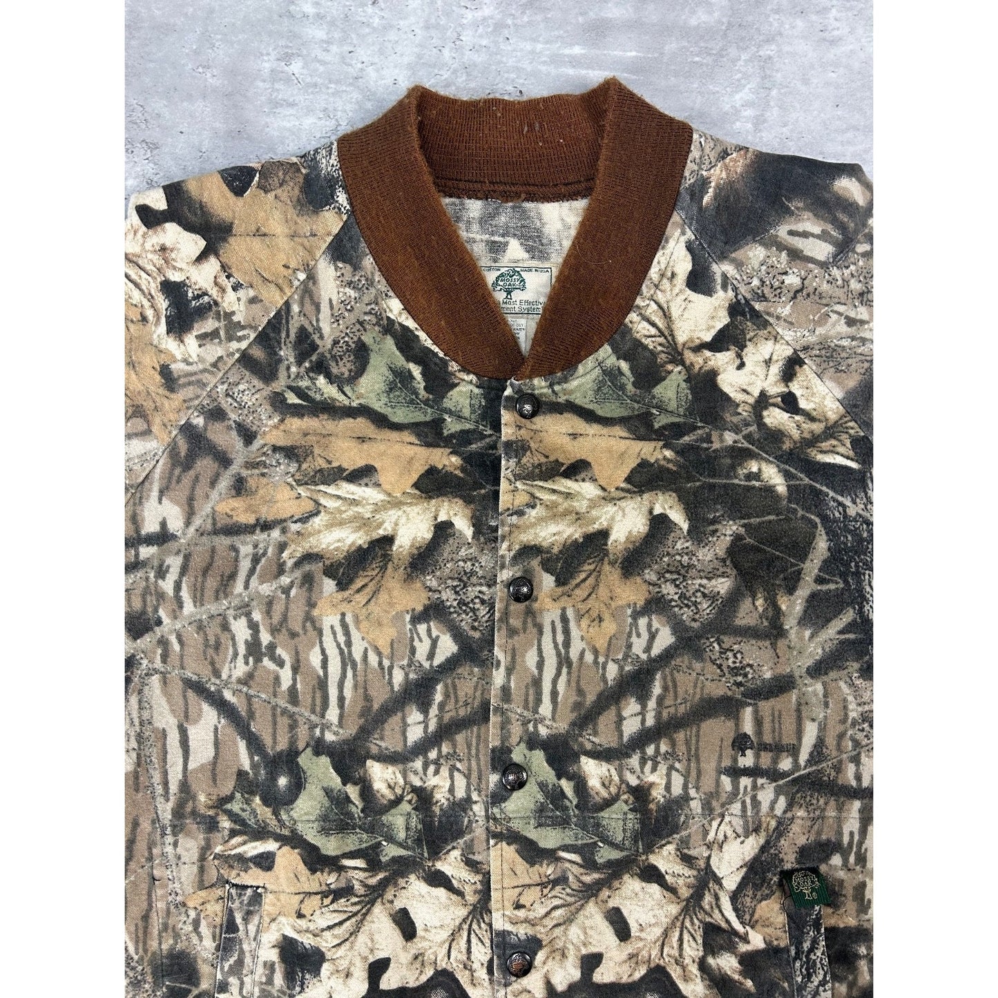 Vintage 80s/90s Mossy Oak Break Up Tree Camo HUnting Bomber Jacket Size 2XL