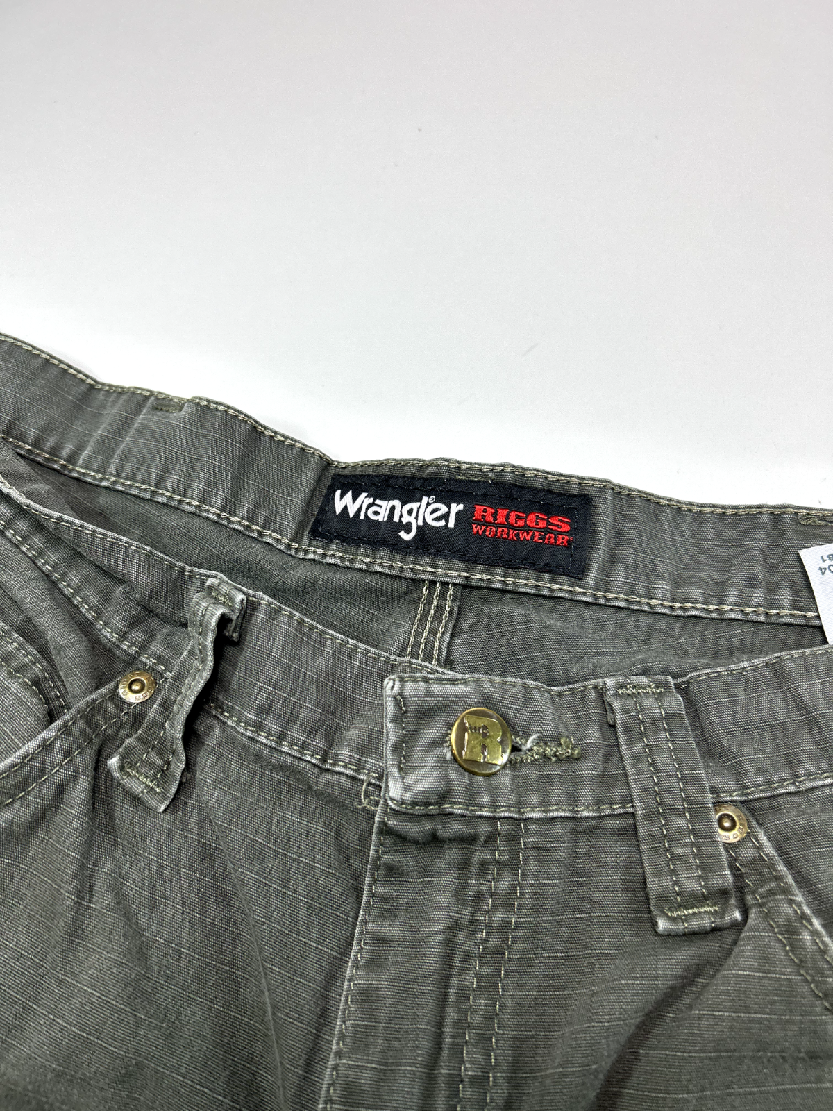 VTG Wrangler Riggs Ripstop Cargo Double Knee Work Wear Carpenter Pants Sz 34W