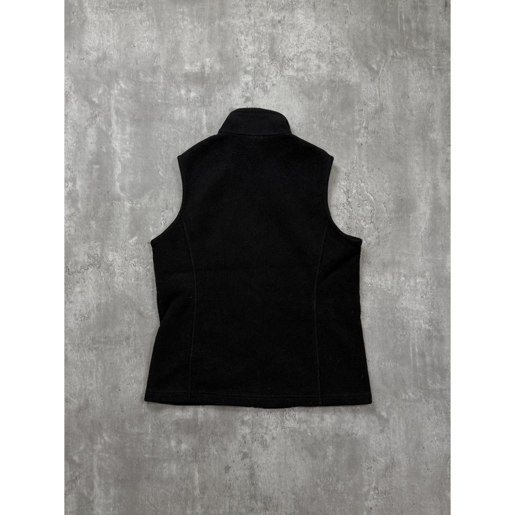 Vintage Womens Patagonia Embroidered Patch Full Zip Fleece Black Vest Sz Medium