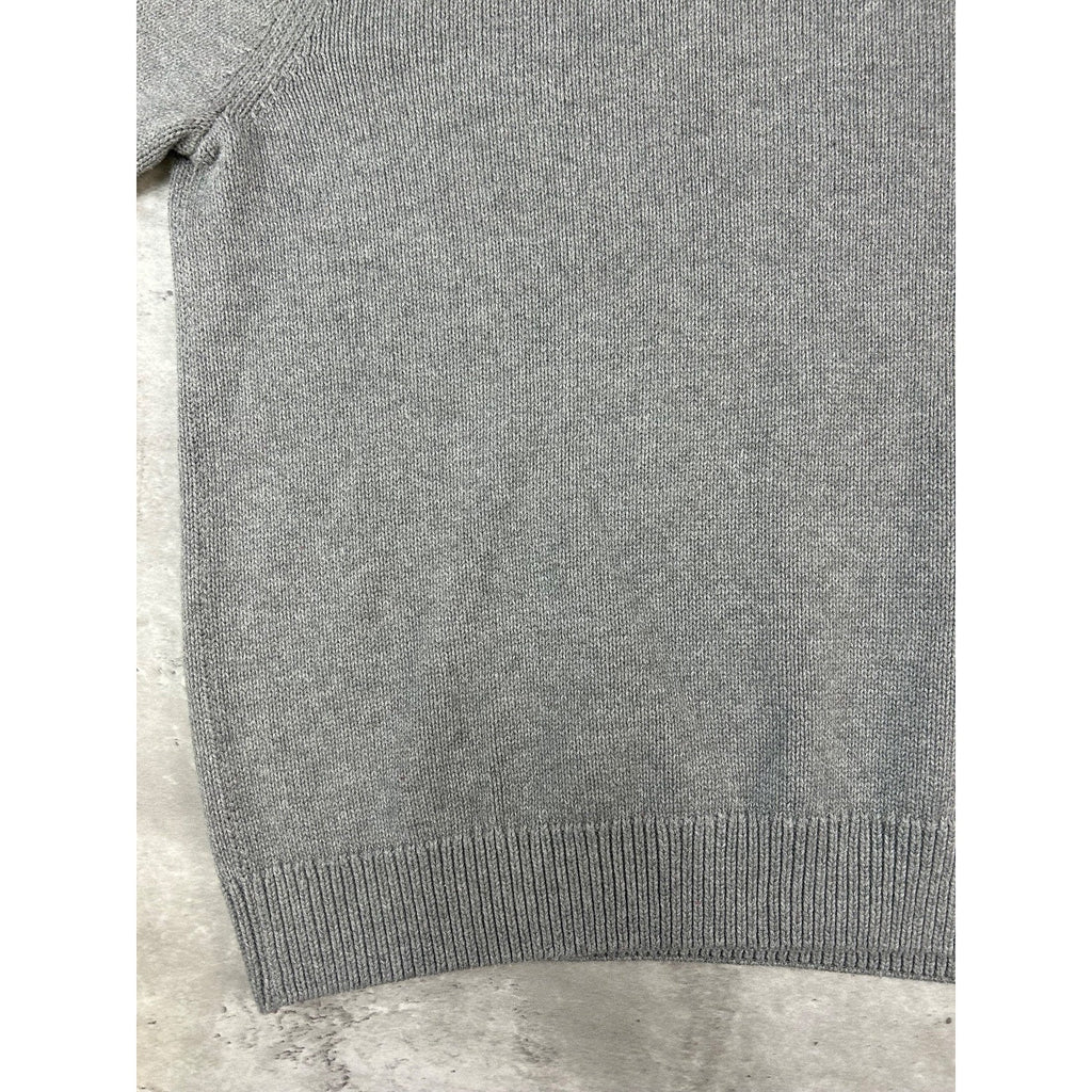 Vintage Chaps Embroidered Crest Pullover Ribbed Knit Sweater Size XL Gray
