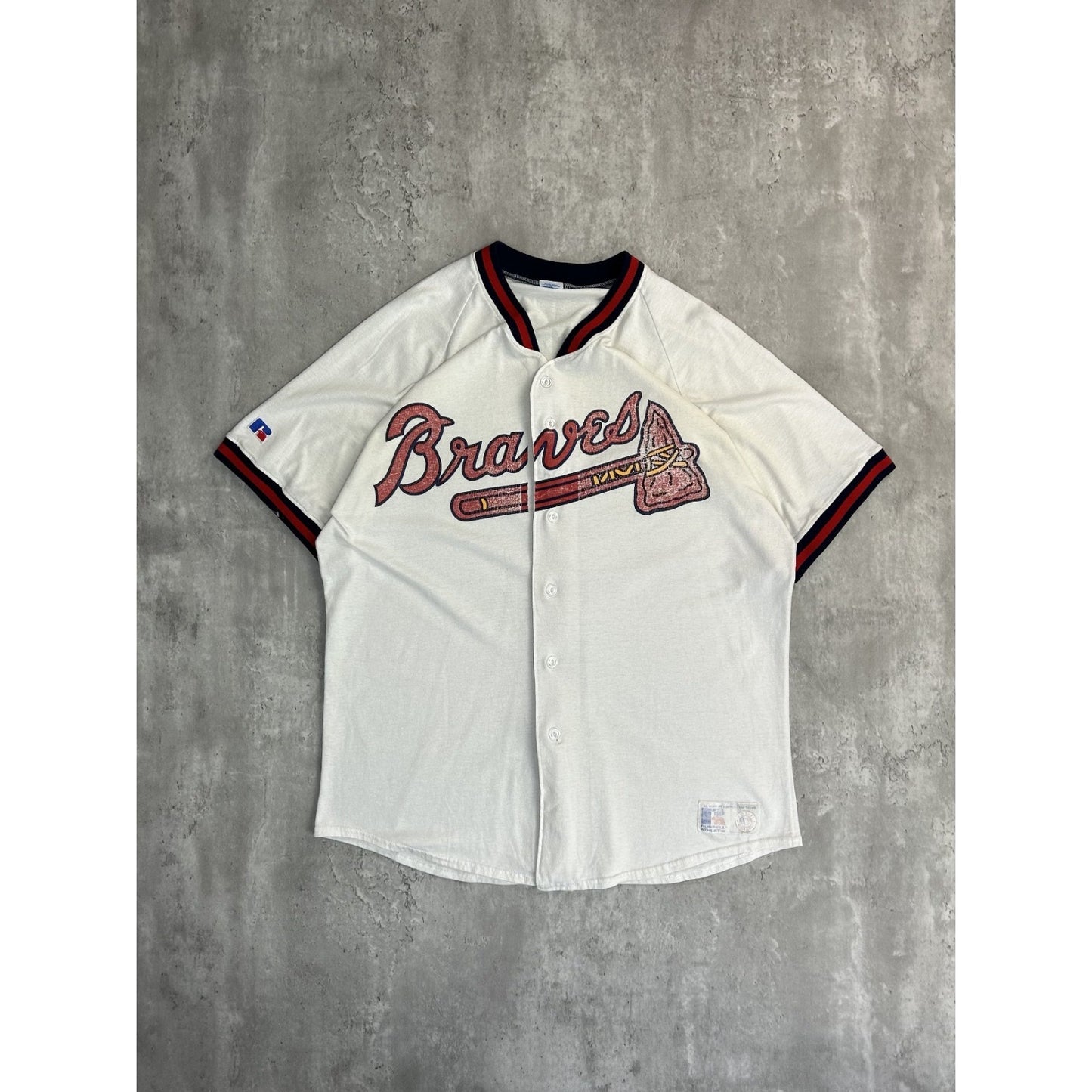 Vintage 90s Atlanta Braves MLB Russell Athletic Baseball Jersey Size XL