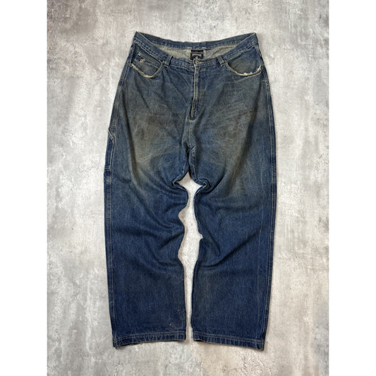 Vintage Y2K Rocawear Distressed Dark Wash Baggy Fit Denim Pants Size 42