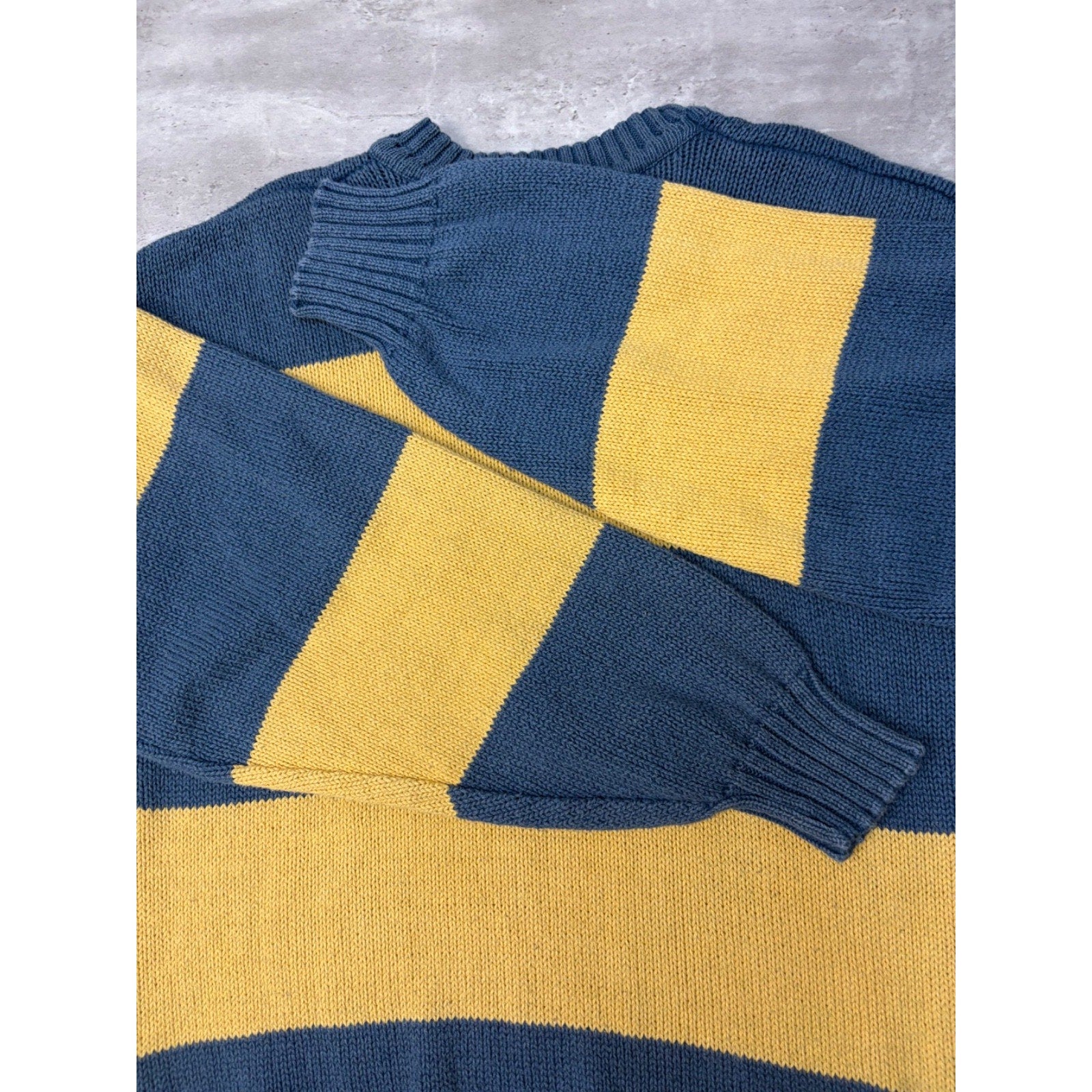 Vintage 90s Authentic Issue Striped Pullover Ribbed Knit Sweater Size Medium