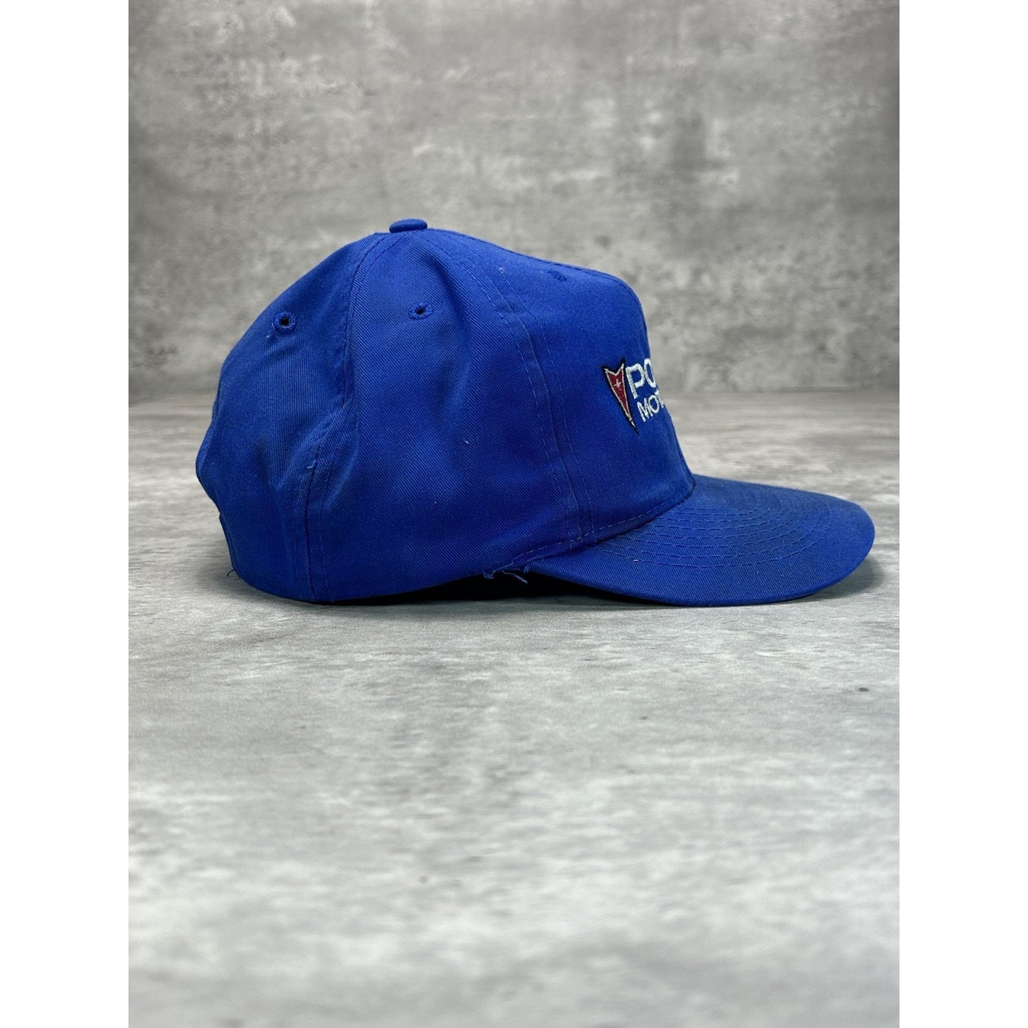 Vintage 90s Pontiac Motorsports Embroidered Spellout Snapback Hat OSFA Blue