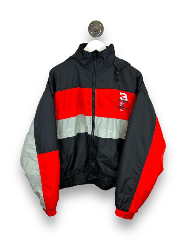 Vintage 90s Dale Earnhardt #3 Fleece Lined Full Zip Nylon Nascar Jacket Sz Large