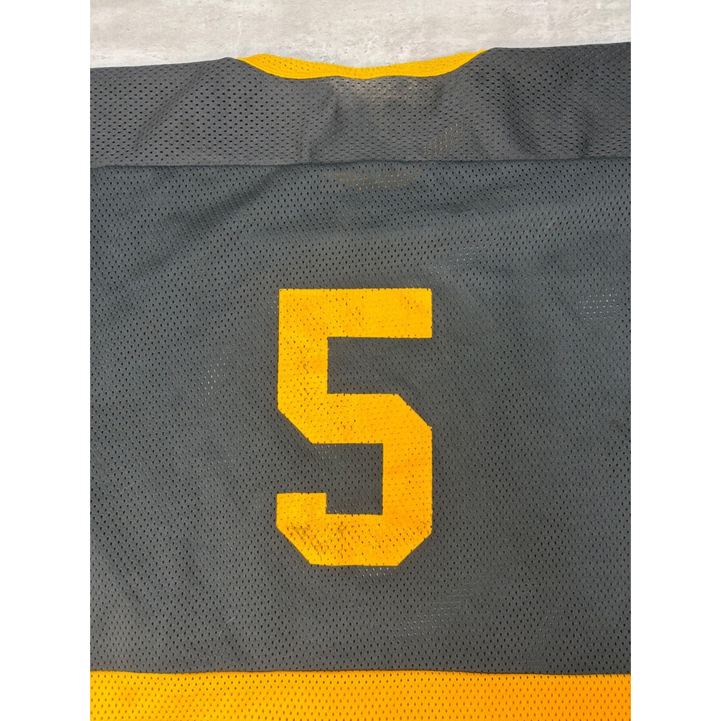 Vintage 90s Boston Bruins #5 NHL Graphic Logo Hockey Jersey Size XL