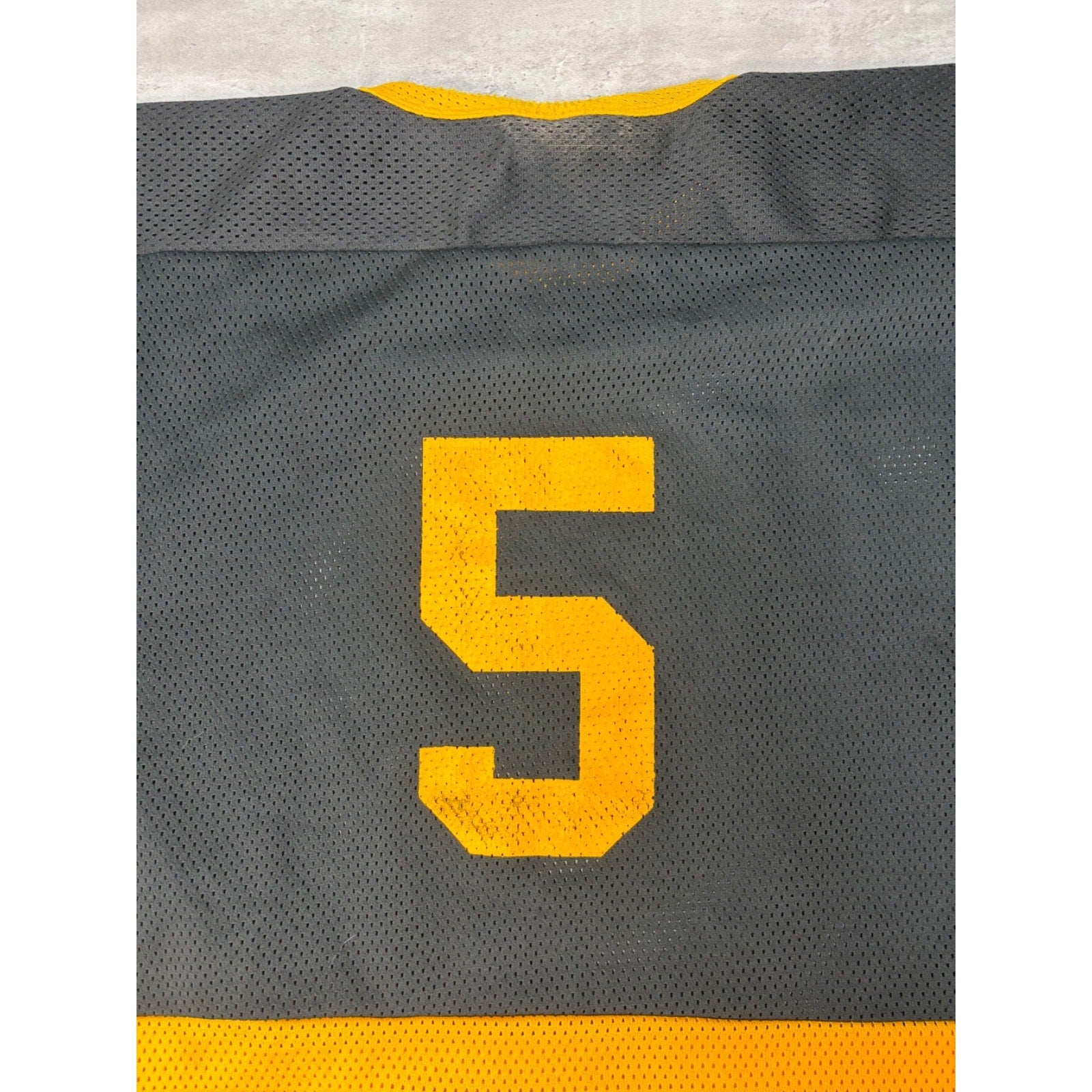 Vintage 90s Boston Bruins #5 NHL Graphic Logo Hockey Jersey Size XL
