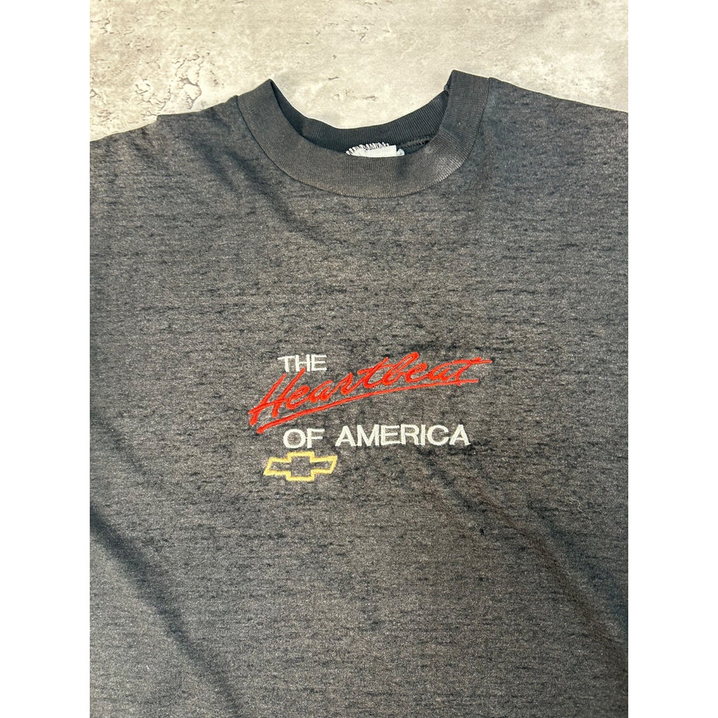 Vintage 90s Chevrolet Heartbeat Of America Embroidered T-Shirt Size Medium