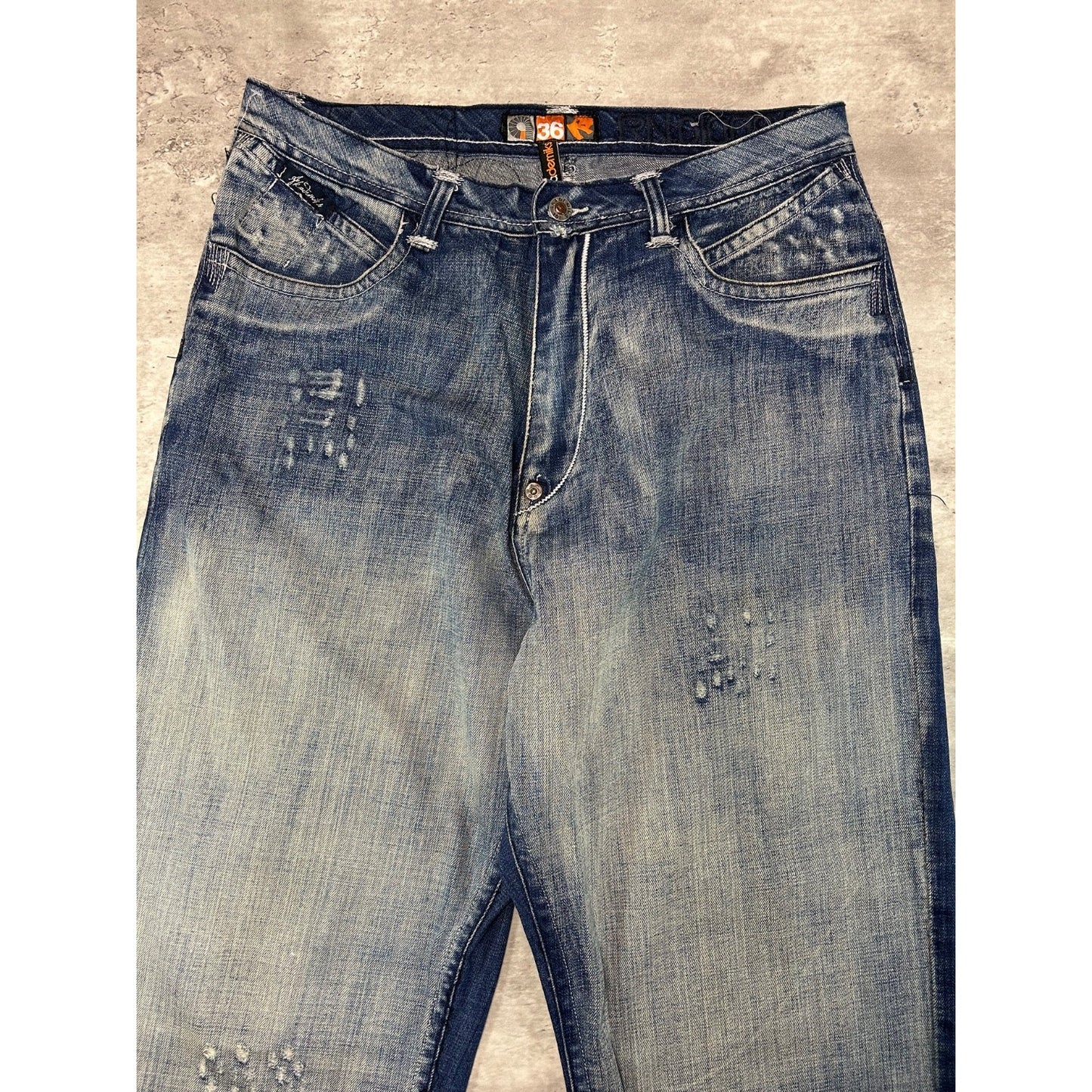 Vintage Y2K Akademiks Baggy Fit Acid Wash Denim Pants Size 34